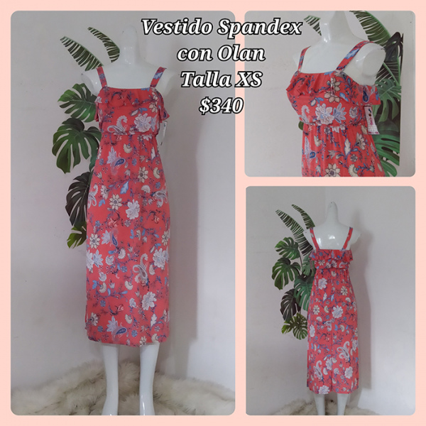 Vestido Spandex Con Olan Talla XS (60)