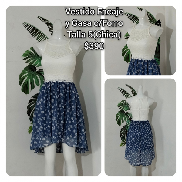 Vestido Encaje y Gasa c/Forro Talla 5 (Chica)  (26)