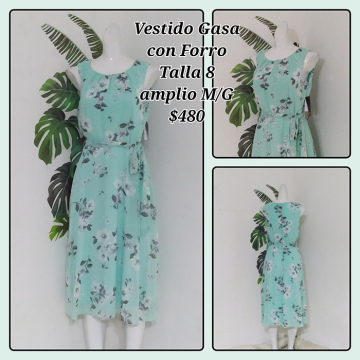 Vestido Gasa con Forro Talla 8 Amplio M/G (2)