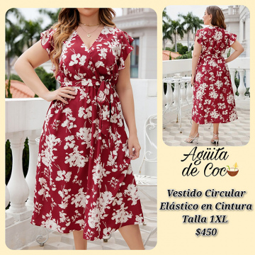 Vestido Circular Elástico en Cintura Talla 1XL (45)