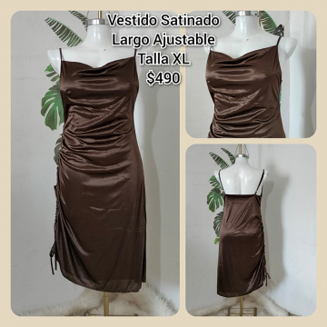 Vestido Satinado Largo Ajustable Talla XL (8)