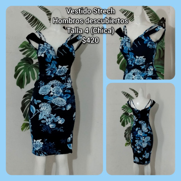 Vestido Strech Hombros Descubiertos Talla 4 (9)