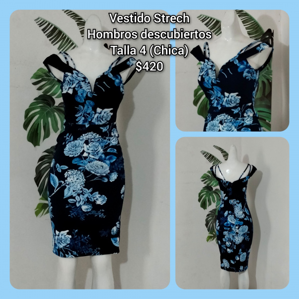 Vestido Strech Hombros Descubiertos Talla 4 (9)