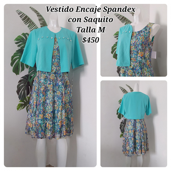 Vestido Encaje Spandex con Saquito Talla M (10)