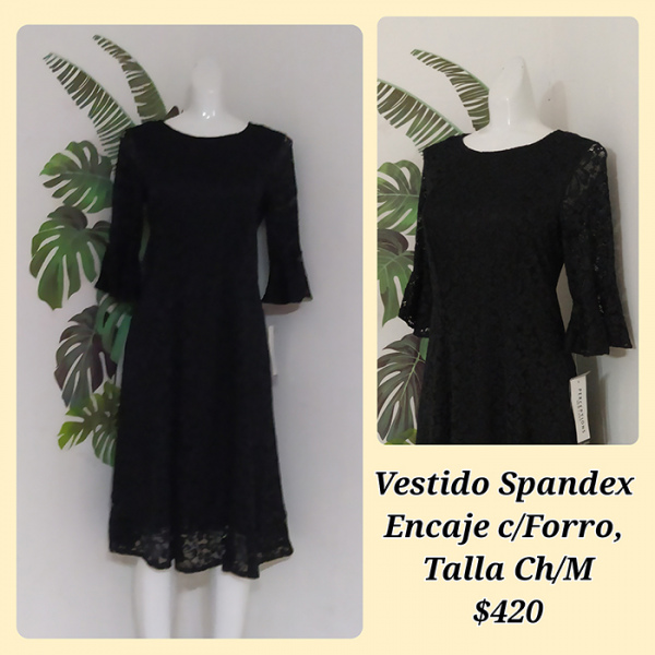Vestido Spandex Encaje c/Forro, Talla Ch/M (22)