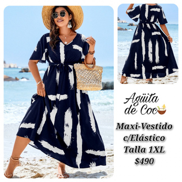 Maxi-Vestido con Elástico Talla 1XL (53)