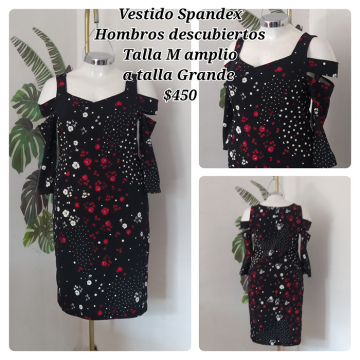 Vestido Spandex Hombros Descubiertos Talla M amplio a Talla Grande (54)