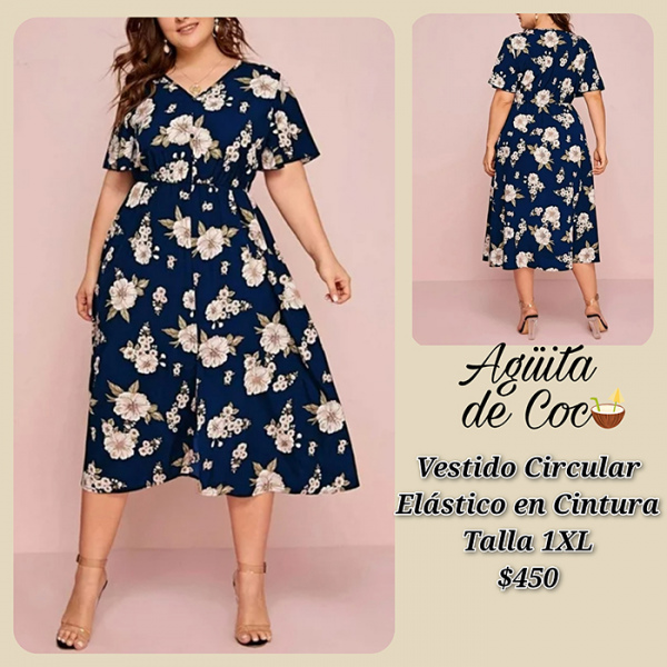 Vestido Circular Elástico en Cintura Talla 1XL(46)