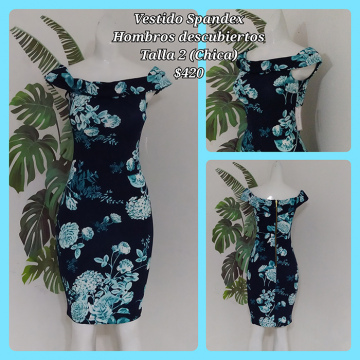 Vestido Spandex Hombro Descubierto Talla (Chica) (17)