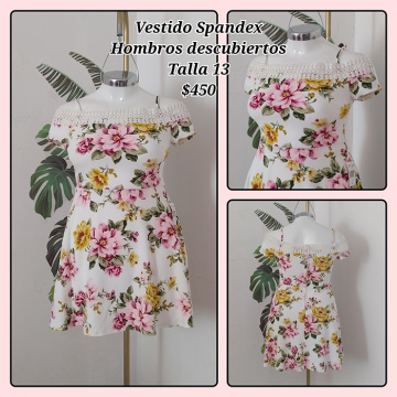 Vestido Spandex Hombros Descubiertos Talla 13 (12)