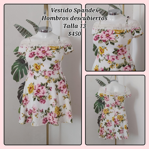 Vestido Spandex Hombros Descubiertos Talla 13 (12)