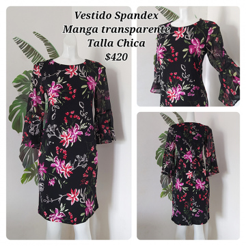 Vestido Spandex Manga Transparante Talla Chica (21)