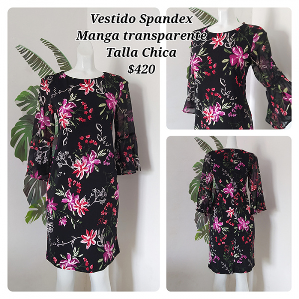 Vestido Spandex Manga Transparante Talla Chica (21)