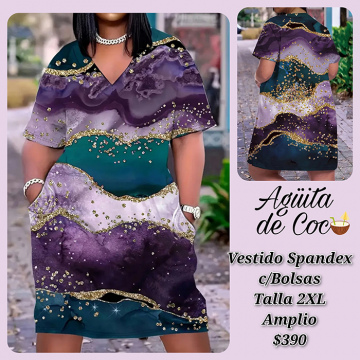 Vestido Spandex con Bolsas Talla 2XL Amplio (22)