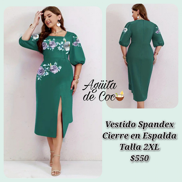 Vestido Spandex Cierre en Espalda Talla 2XL (39)