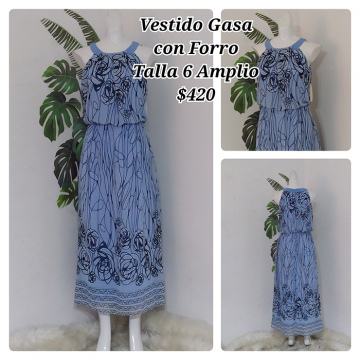 Vestido Gasa con Forro Talla 6 Amplio (12)