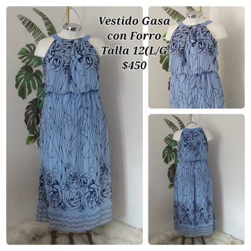 Vestido Gasa con Forro Talla 12 L/G (9)
