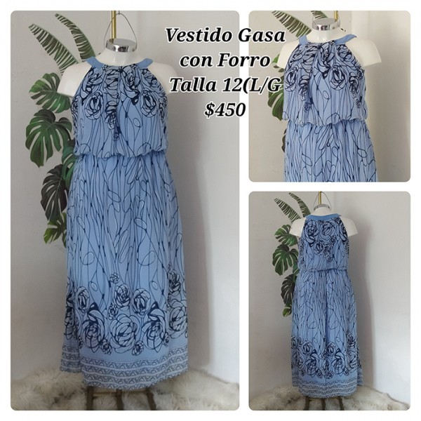 Vestido Gasa con Forro Talla 12 L/G (9)
