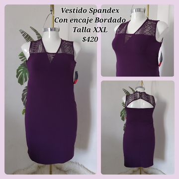 Vestidos Spandex con Encaje Bordado Talla XXL (52)