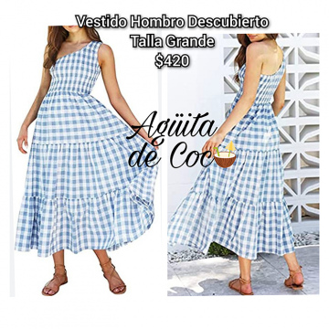 Vestido Hombro Descubierto Talla Grande (17)