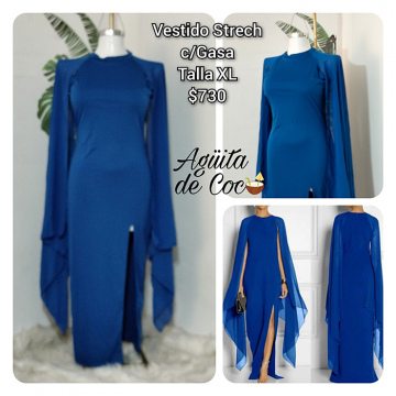 Vestido Strech con Gasa Talla XL (3)