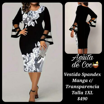 Vestido Spandex Manga con Transparencia Talla 1XL (6)