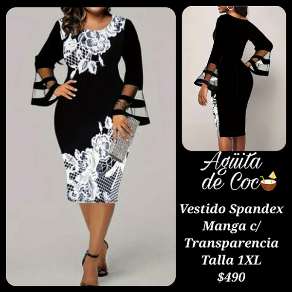 Vestido Spandex Manga con Transparencia Talla 1XL (6)
