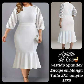 Vestidos Spandex Encaje en Manga Talla 2XL Amplio (43)