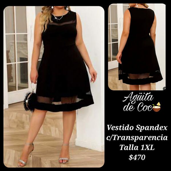 Vestido Spandex con Transparencia Talla 1XL (2)