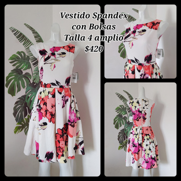 Vestido Spandex con Bolsas Talla 4 Amplio (56)