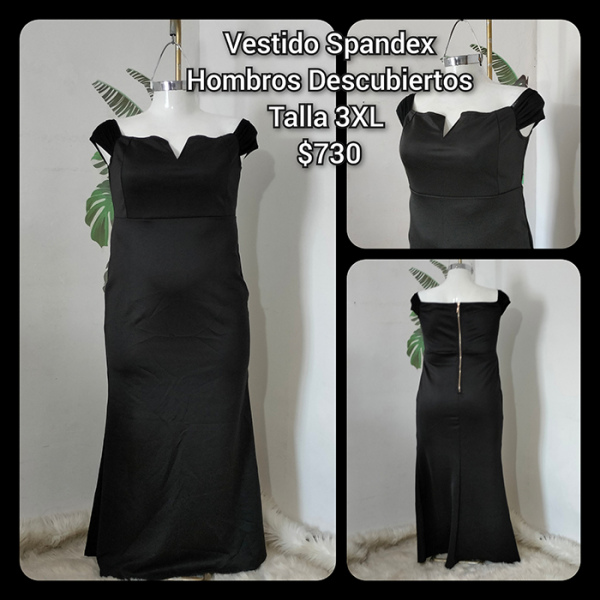 Vestido Spandex Hombros Descubiertos Talla 3XL (35)