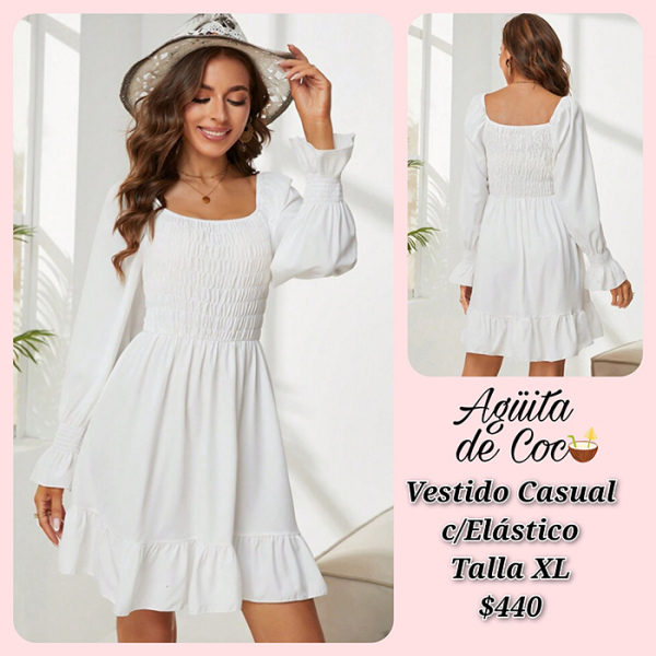 Vestido Casual con Elástico Talla XL (9)