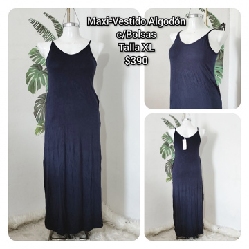 Maxi_VEstido Algodón con Bolsas Talla XL (36)