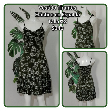 Vestido Tirantes Elástico en Espalda Talla XS (43)