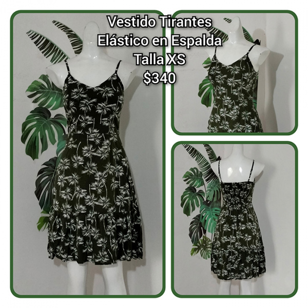 Vestido Tirantes Elástico en Espalda Talla XS (43)