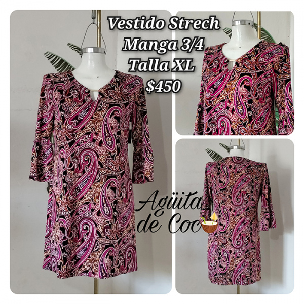 Vestido Strech Manga 3/4 Talla XL (42)