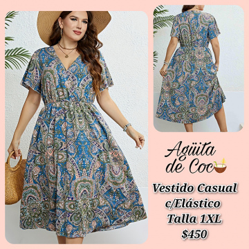 Vestido Casual con Elástico Talla 1XL (50)