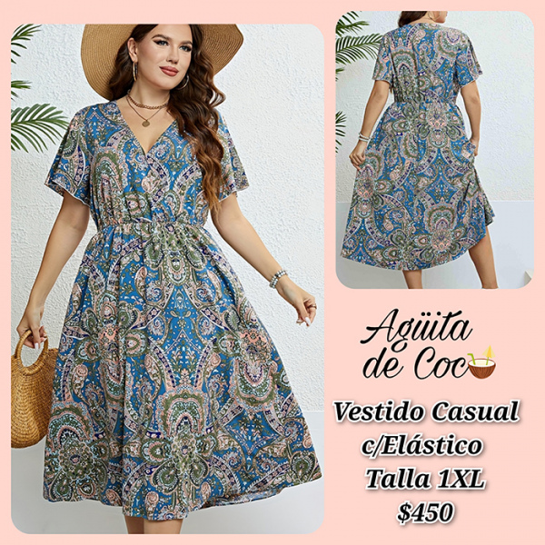 Vestido Casual con Elástico Talla 1XL (50)