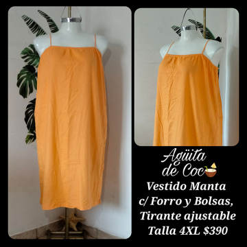 Vestido Manta con Forro y Bolsas Tirantes Ajustables Talla 4XL (16)