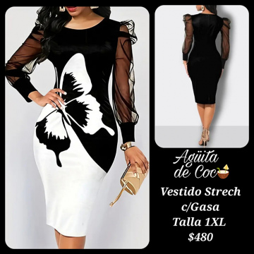 Vestido Strech con Gasa Talla 1XL (5)