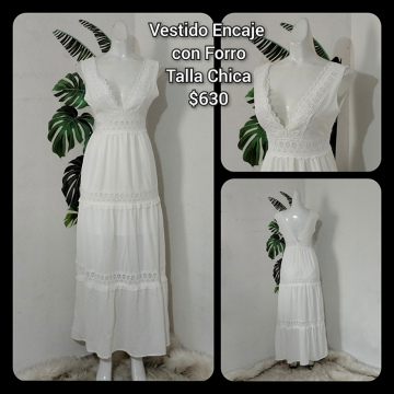Vestido Encaje con Forro Talla Chica (30)