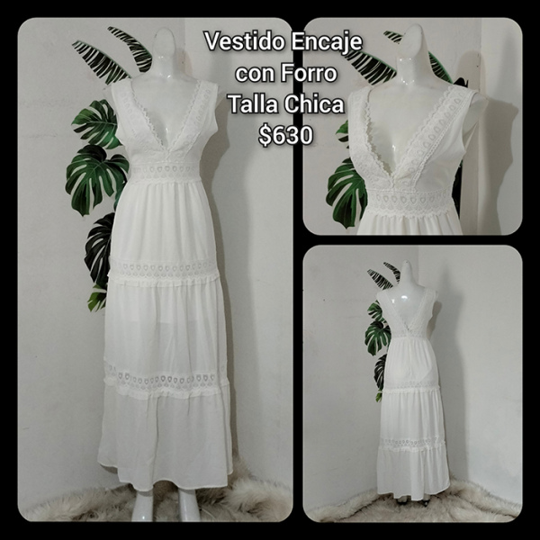 Vestido Encaje con Forro Talla Chica (30)