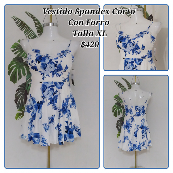 Vestido Spandex Corto con forro Talla XL (7)