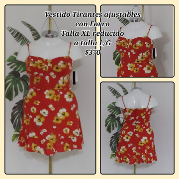 Vestido Tirantes Ajustables con Forro Talla XL Reducido a Talla L/G (26)