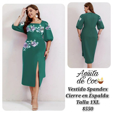 Vestido Spandex Cierre en Espalda Talla 1XL (54)