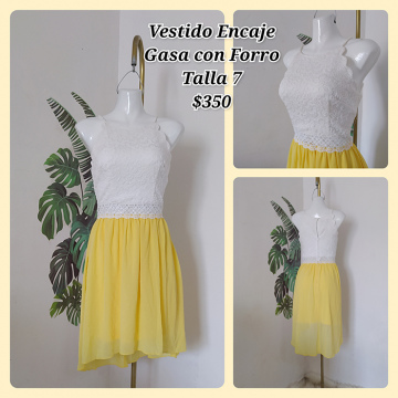 Vestido Encaje Gasa con Forro Talla 7 (14)